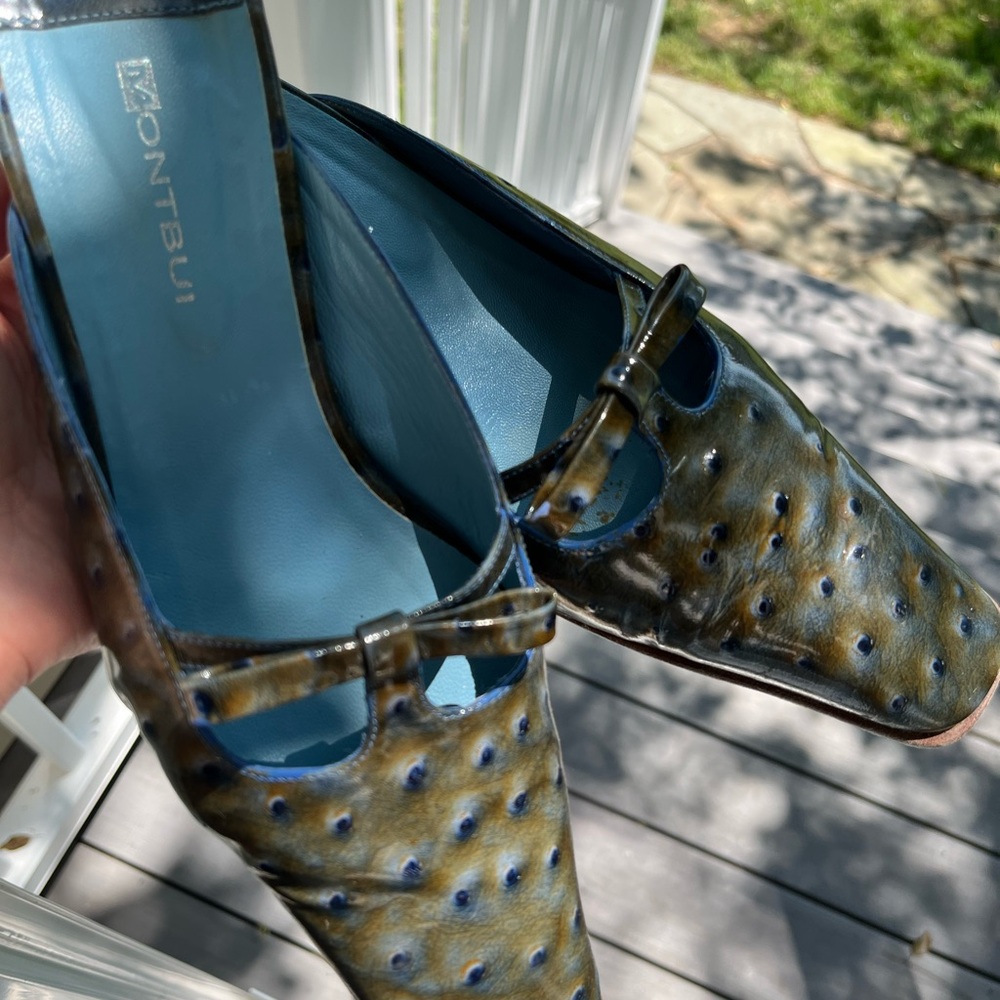 Blue and Brown Women's kitten heel Shoes